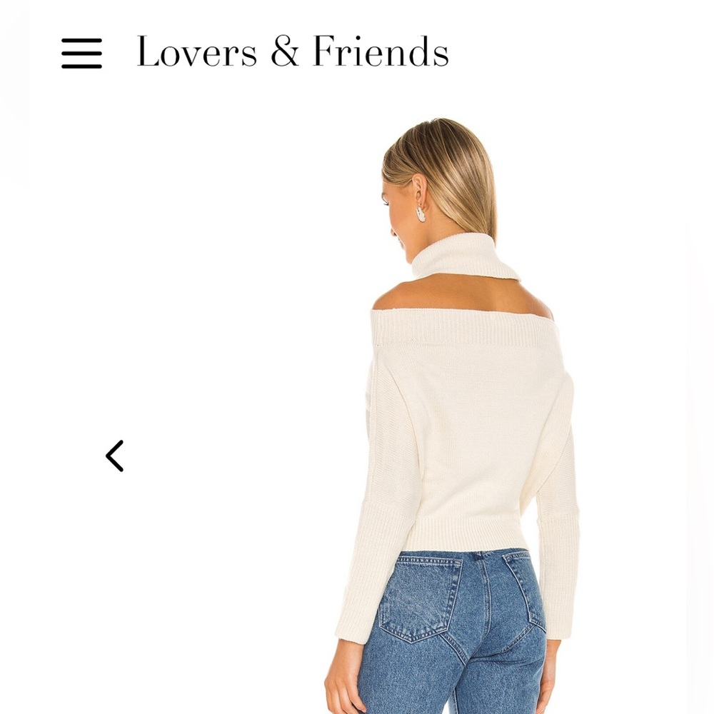 Lovers + Friends Off-Shoulder Cream High Neck Sweater